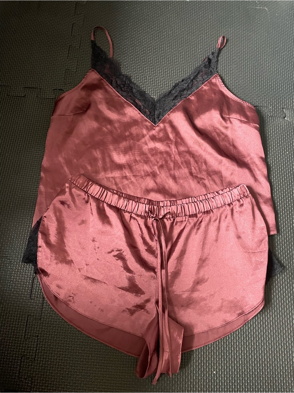 🦋3/$50 La Senza Silky Lace Trim Cami & Short Sleep Set Romantic Boudoir Pink S